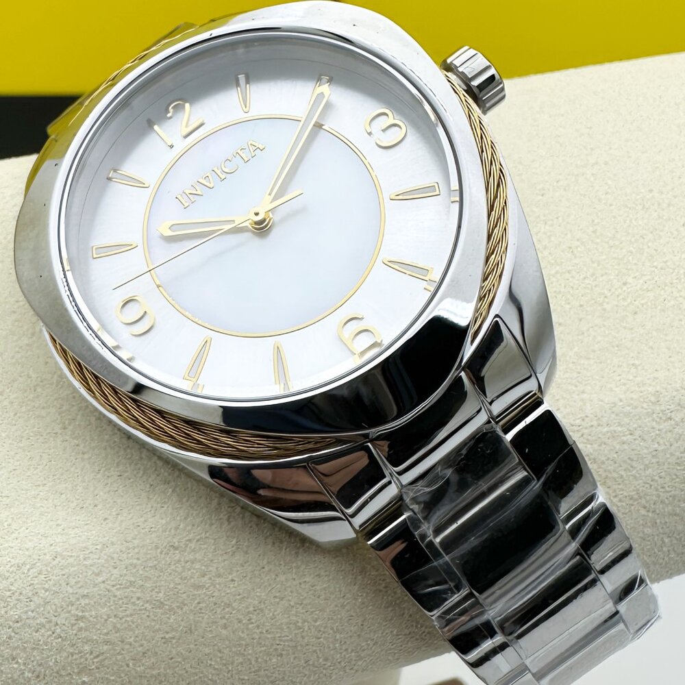 NEW Invicta Women's Bolt Quartz 3 Hand White Silver Dial Watch Gold Wire Edition